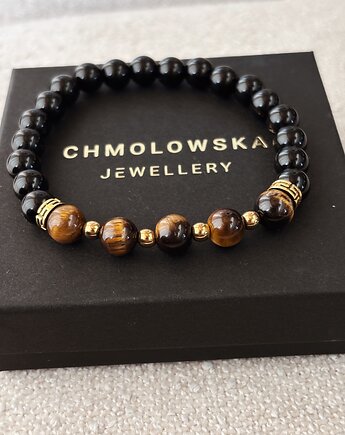 Bransoletka męska Onyks i Tygrysie Oko, Chmolowska Jewellery