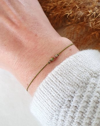 Oliwkowa bransoletka z unakitem, LEI handmade 