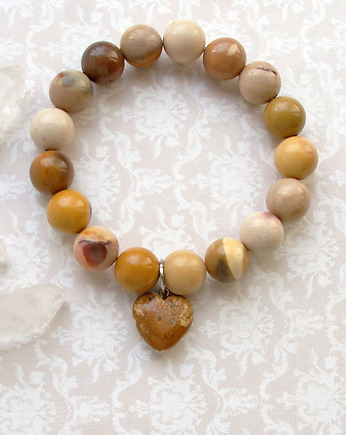 UNIKAT - mokait & jaspis - serduszko, kaktusia