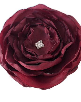 Broszka bordowa  10cm kwiat, Made by Joan