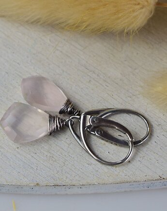 Kwarc różowy krople - srebrne kolczyki, Sunflower Kornelia Kubinowska