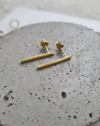 Kolczyki LINEA złocone sztyfty proste, COCONUT
