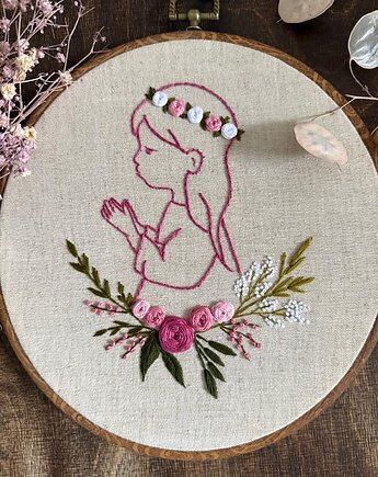 Ręcznie haftowana pamiątka pierwszej Komunii Świętej dla dziewczynki, ReinerArt