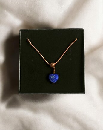 Uroczy naszyjnik: serduszko LAPIS LAZULI : wyjątkowy prezent, kaktusia