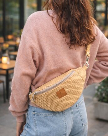 Welurowa nerka damska basic Żółta, sabi tatka