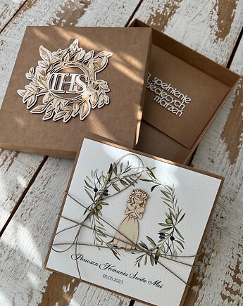 Personalizowana ręcznie robiona kartka komunijna, prezent na komunię, sorte