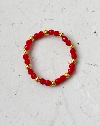 Pierścionek elastyczny Agat czerwony, Chmolowska Jewellery