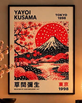 PLAKAT dekoracyjny, góra Fuji ,Yayoi Kusama, sakura poster, black dot studio