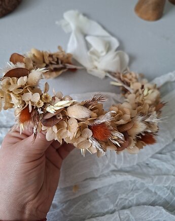 Wianek na głowę z stabilizowana hortensji, Mudryk Viktoria Dried Flowers