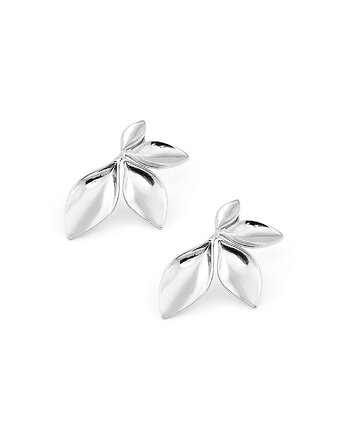 Vintage srebrny liść - kolczyki sztyfty ze stali szlachetnej, Kulka Bransoletki