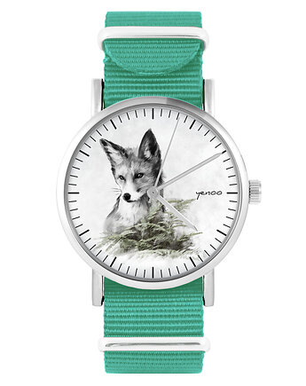 Zegarek - Lis - turkusowy, nylonowy, yenoo