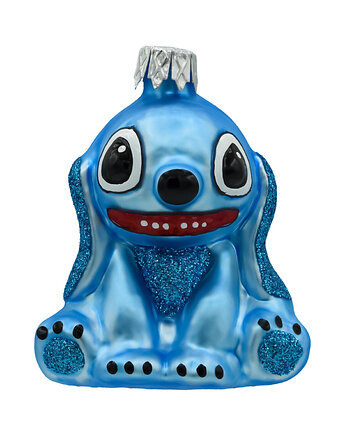 Bombka choinkowa szklana ręcznie malowana: Stitch: błękitny, Syn Bombkarza