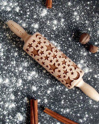 gwiazdki- mały wałek grawerowany do ciastek, Rolling Pin Collection