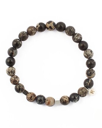Jaspis i Hematyt (kostka) - męska bransoletka z kamieni naturalnych, Kulka Bransoletki