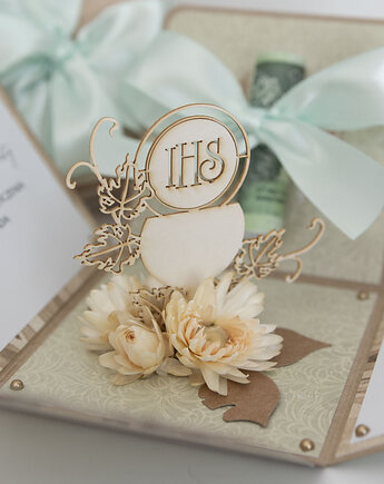 Pamiątka Pierwszej Komunii exploding box kartka 3d, Papiernik