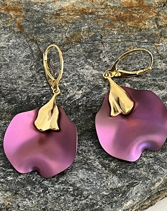 Kolczyki pozłacane srebrne 925 z tytanem mocha mousse - kwiat róży, Ade Art