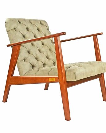 Fotel CAPH CHESTERFIELD - pikowany, drewniana rama, ZABŁYSZCZ