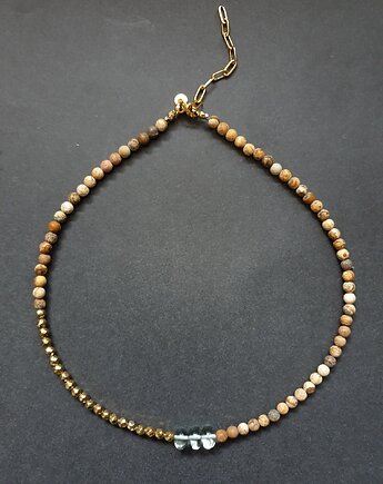 Naszyjnik choker ROOTS jaspis obrazkowy, prasiolit, hematyt, modesign