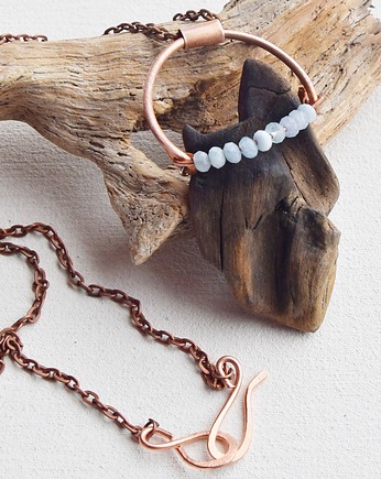 Naszyjnik - wisior z miedzi drewna i akwamarynu /6/, Galeriai