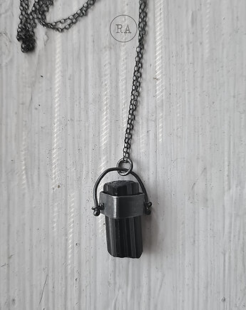 SREBRO Turmalin naszyjnik z naturalnym minerałem, RA