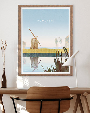 Podlasie - rozlewiska z wiatrakiem - plakat 50x70 cm, minimalmill