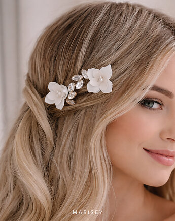 Kwiatki z kryształkami ozdoba ślubna do włosów spinki kokówki ślubne, Marisey