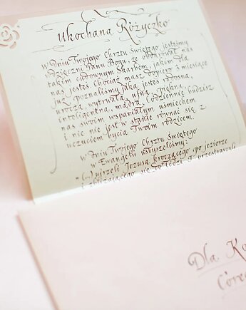 Kaligrafia: personalizowana kartka z życzeniami pisana atramentem, Annagrafia