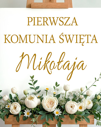 Naklejka pierwsza komunia święta na ściankę imię dziecka kolory, Magnetyczne Studio