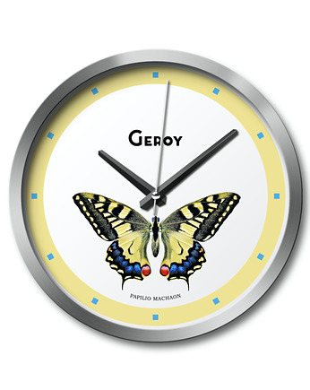 Zegar ścienny motyl, żółty, owady, GEROY