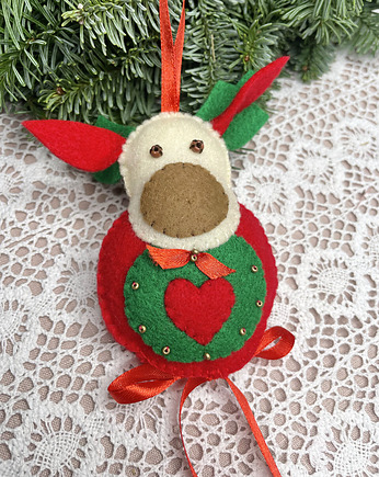 Zawieszki renifery z sercem na choinkę, decodecoy
