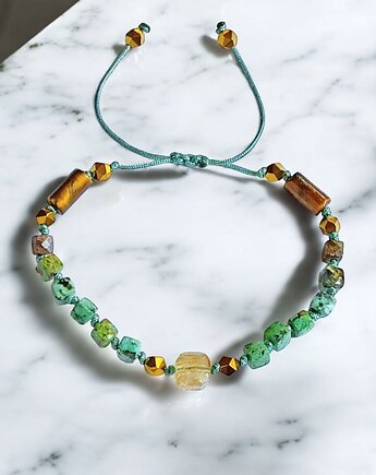 SUKCES - amulet - turkus, cytryn, tygrysie oko, hematyt, kaktusia