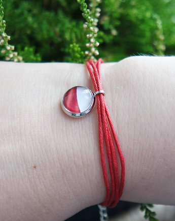 Bransoletka - Polska flaga - sznurki, czerwona, yenoo