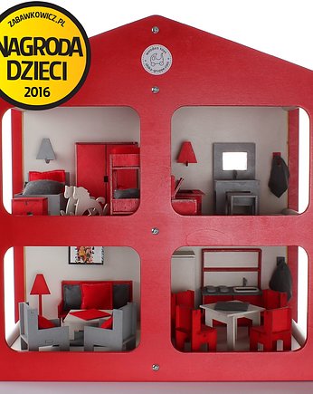 Designerski drewniany domek dla lalek z meblami!, OlokaGruppe