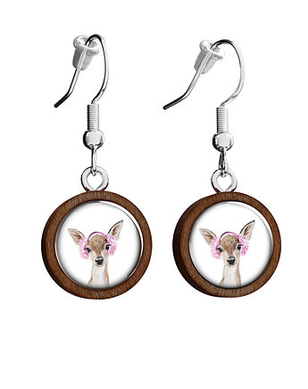 Kolczyki drewniane - Sarenka - wiszące, yenoo