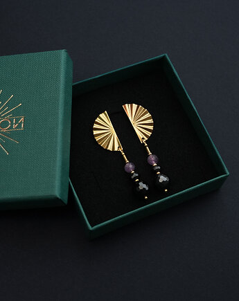 Eleganckie kolczyki z ametystem i onyksem, AT NOON