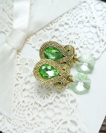 Złote  kolczyki ślubne soutache, Mró Soutache