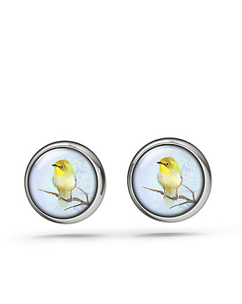 Kolczyki - Żółty ptaszek - sztyfty, mini, yenoo