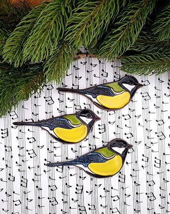 Ceramiczny ptak  3 sztuki dekoracja ścienna, Wooden Love