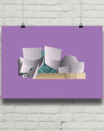 Walt Disney Concert Hall - plakat giclee art, minimalmill