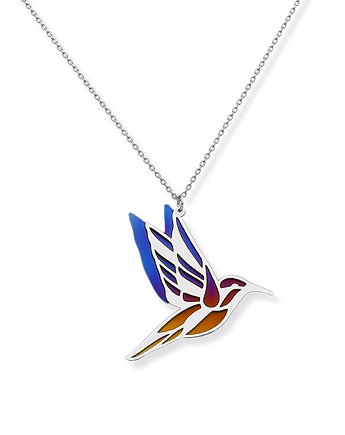 Naszyjnik srebrny z tytanowym kolibrem, Elise Bizuteria