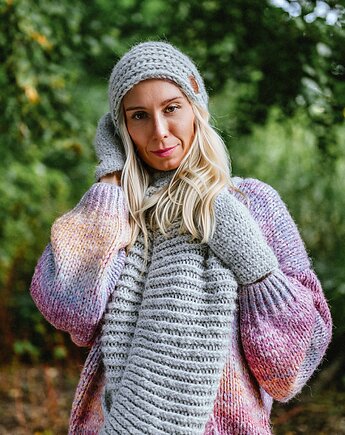 Komin MERINO Wybielony szary, Brain Inside