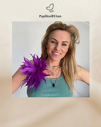 Broszka z piór fioletowa, PapillonBYAnn