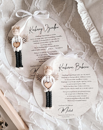 ZESTAW Podziękowań dla chrzestnych, kartka tabliczka pamiątka, LOO LOO DREAM