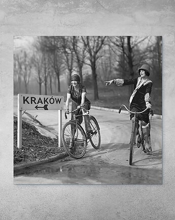 Plakat Vintage - Dziewczyny na rowerach Kraków, Galeria LueLue