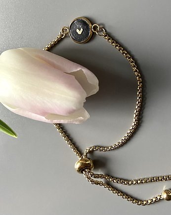 bransoletka z ciemnego betonu, stal, k. złoty, CONCRETE.ME jewelry