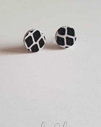 MINI GAJA urocze czarno-białe kolczyki  skóra, Malena Dul