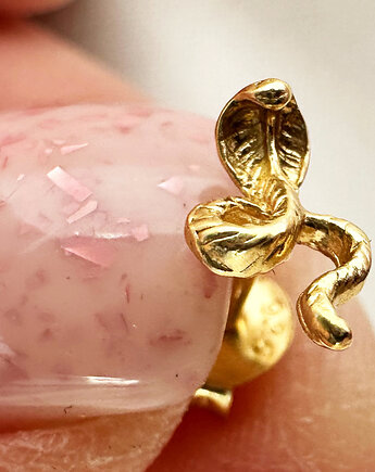 Srebrne pozłacane kolczyki węże,  sztyfty z wężami, kobra, Anemon Atelier