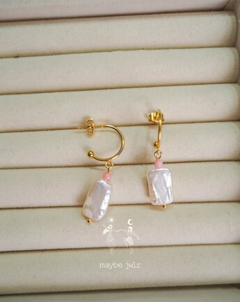 Kolczyki złote wiszące z perłą, Maybe Jwlr