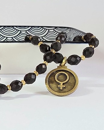 WENUS. GRANATY, szklane koraliki, proste mosiężne zapięcie, ME PASSION  Jewelry