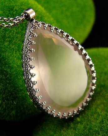 Naszyjnik Serca - Różowy Kwarc Srebro II